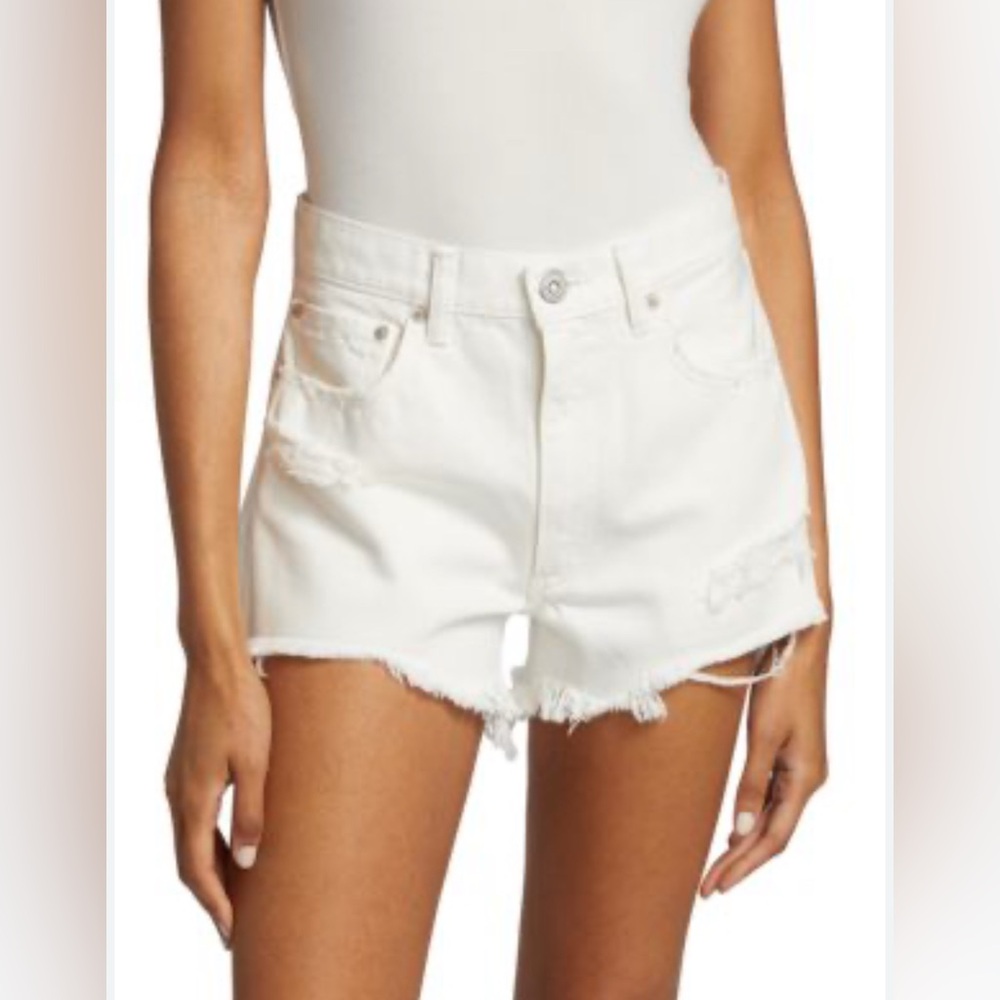 Free People We‎ The Free Women's White Denim frayed edges Size 25 Shorts B2
